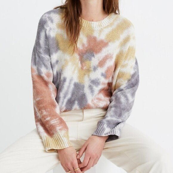 Madewell Westford Rainbow Tie-Dye Long Sleeve Pullover Sweater Top S